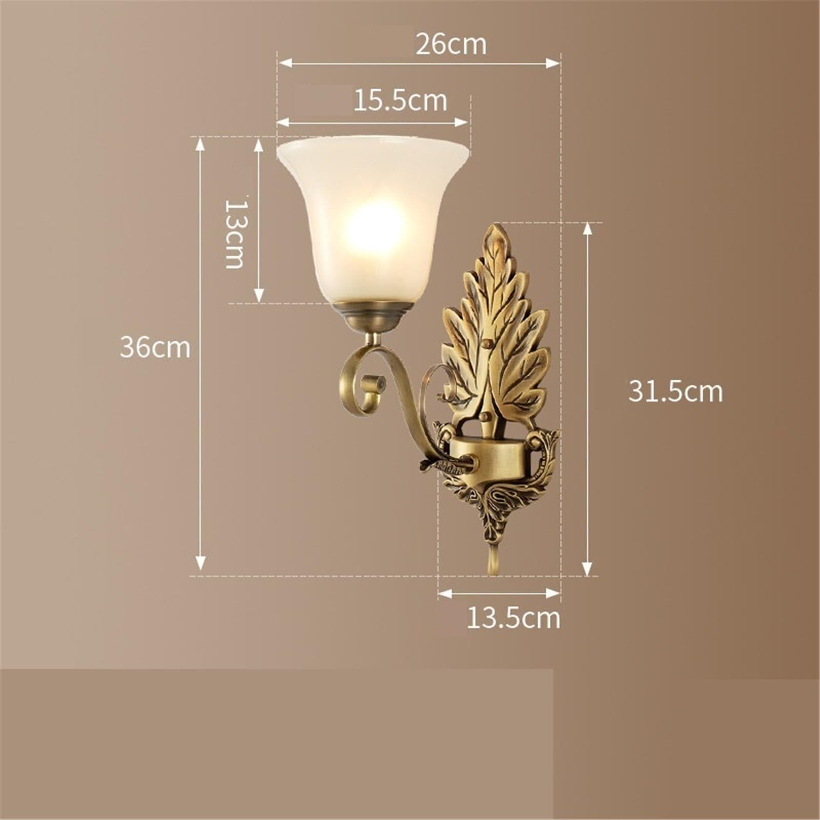 Lámpara de Pared Decorativa de Cobre con Pantalla de Cristal