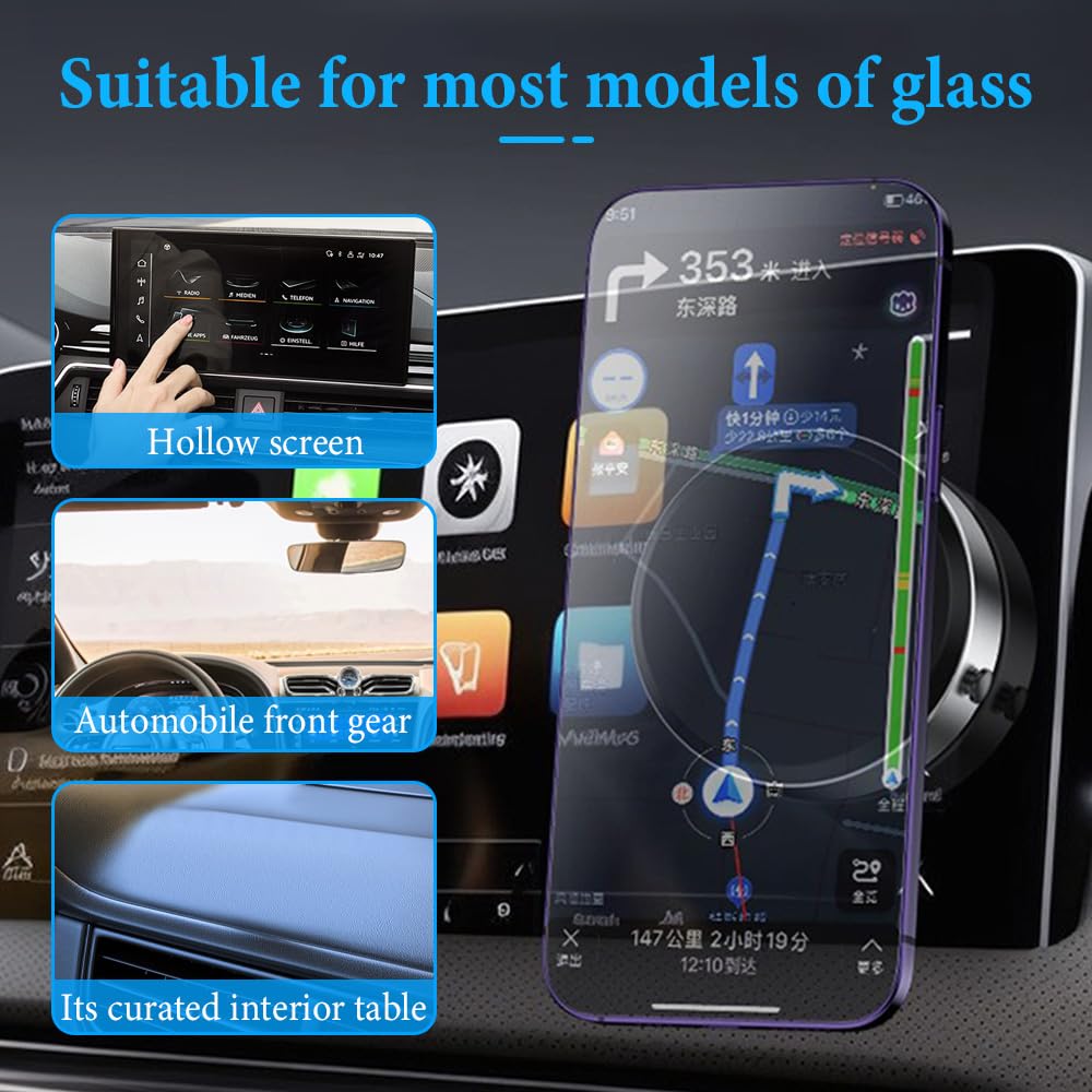 hoehew Supporto magnetico per telefono da auto, con ventosa rotante a 360°, con presa magnetica, compatibile con iPhone e Android, per auto, palestra, cucina, specchio superfici lisce (argento)