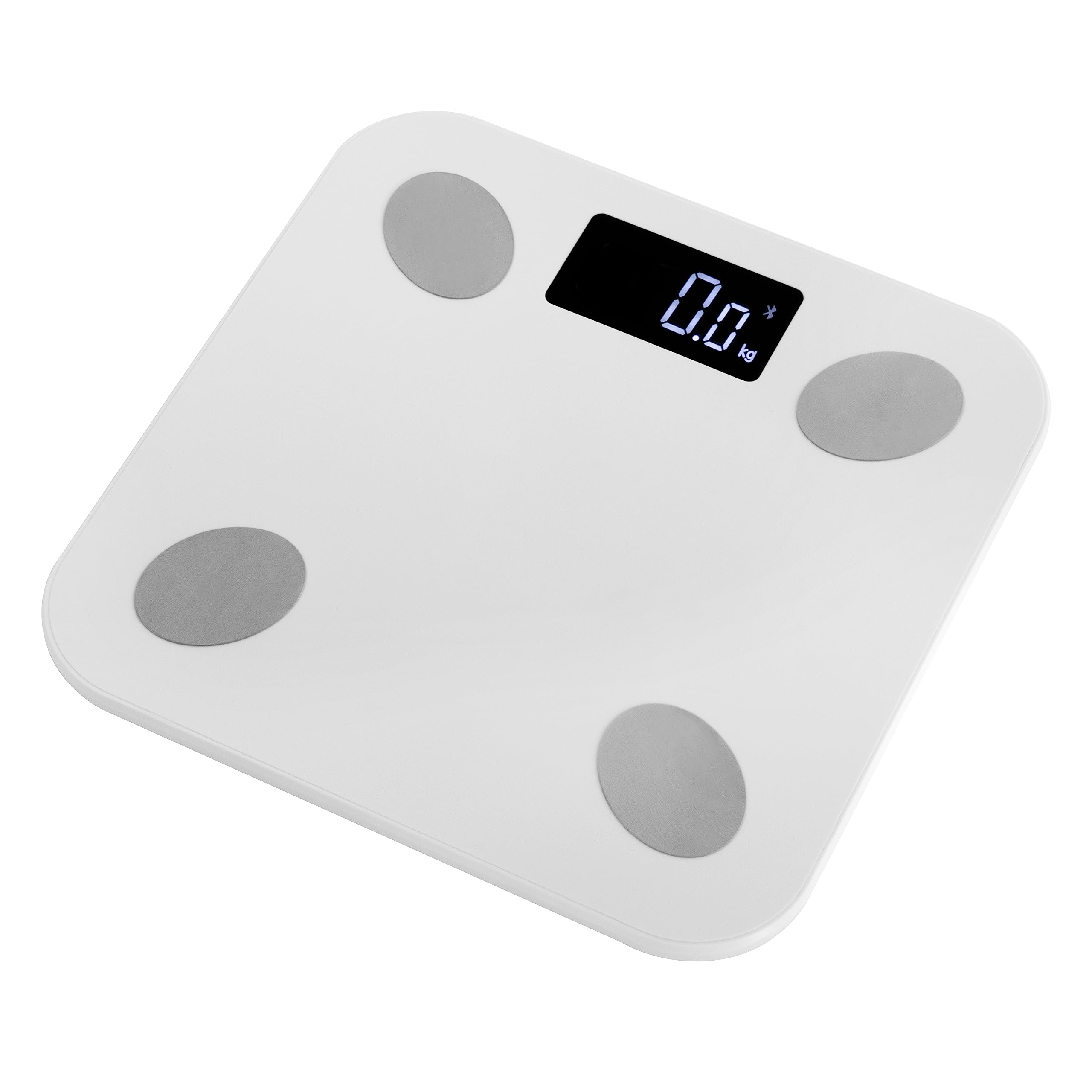Biała cyfrowa waga łazienkowa, waga do pomiaru tkanki tłuszczowej BMI cyfrowa waga i analizator składu ciała, do salonu, sypialni, gabinetu, studia fitness 26 x 26 cm