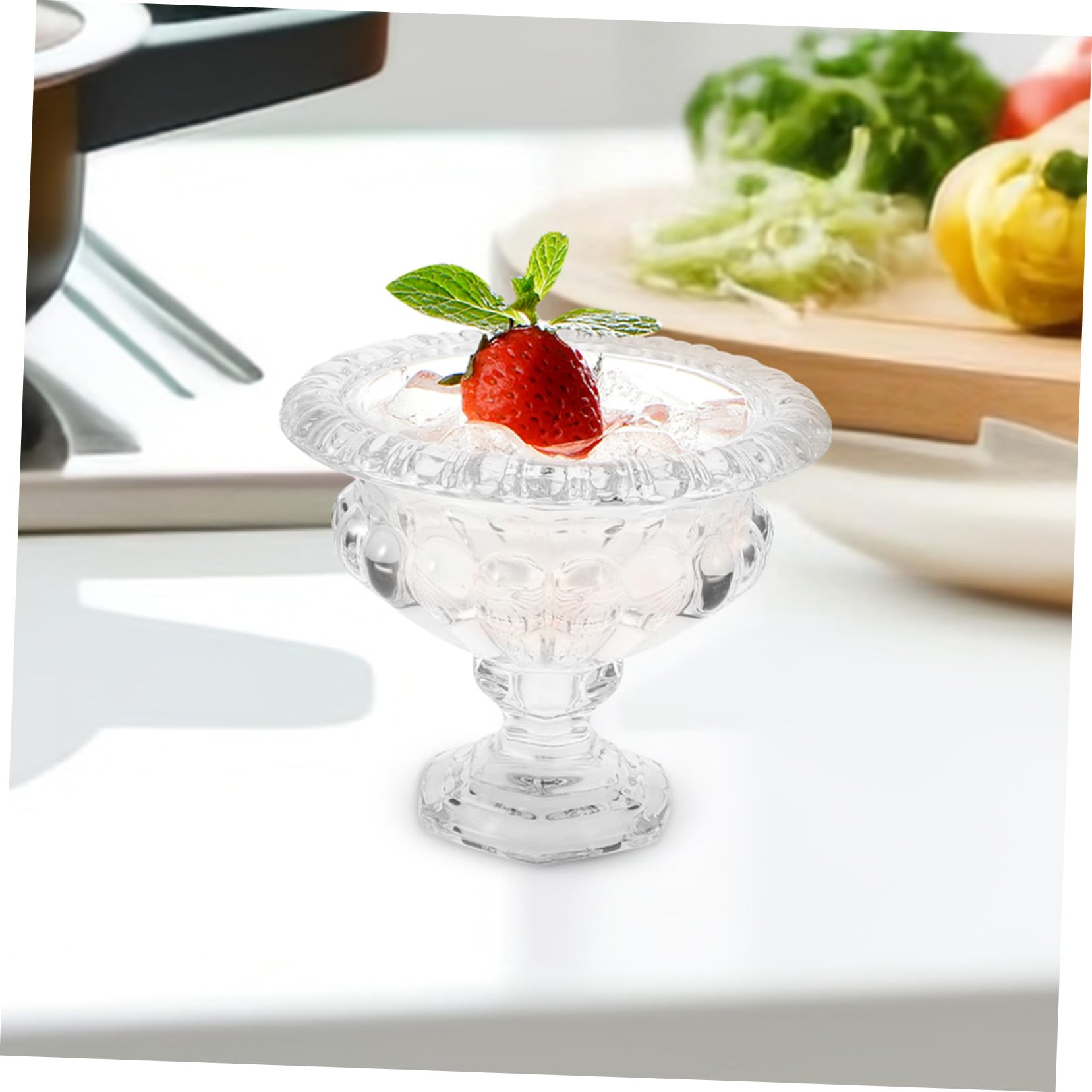 TOYANDONA Coppe Gelato in Vetro Stile Europeo per Dessert e Bevande Fredde | Ciotoline Vetro Piccole Rilievo, Piatti da Dolce e Piatti da Portata, Vacanze Estive