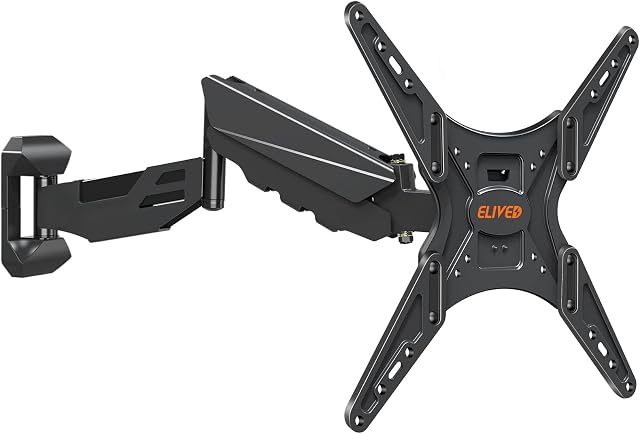 ELIVED TV Wall Bracket Height Adjustable Gas Spring Arm Monitor Wall Mount for Most 23"-55" LED, LCD, OLED Flat or Curved TVs with VESA 100x100mm-400x400mm up to 25KG, Full Motion Corner TV Mount