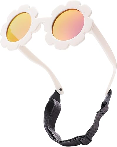 COASION Lentes de sol flexibles y flexibles con correa para bebés recién nacidos y niñas de 0 a 24 meses