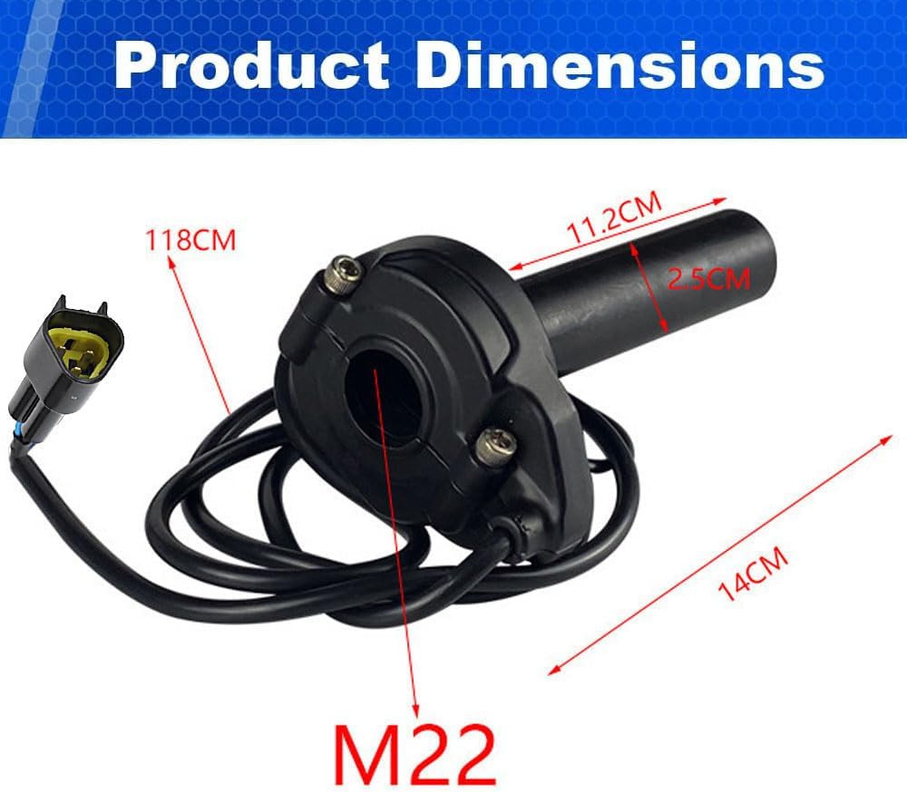 Compatible Fit for Yozma IN10 Valtinsu Strike Shadow SX Electric Dirt Bike Twist Throttle, Full Twist Throttle Handle with Male Connector, Rolling Bearing & Cable Kit(Blue/Brown Wire Updated)