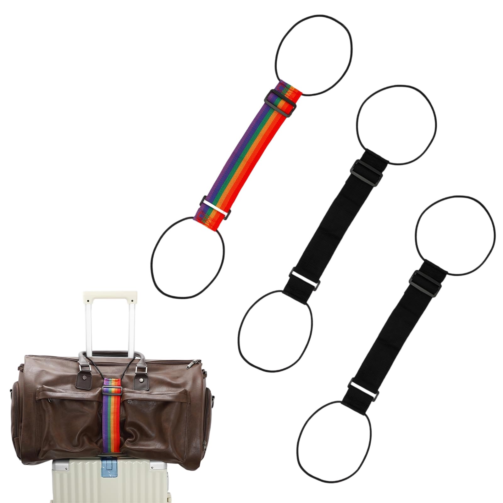 3Pcs Luggage Straps for Suitcases,Luggage Strap, Adjustable Elastic Luggage Straps Bag Bungees for Carry Bag, Travel Belt Luggage Fixing Straps Clamping Strap, Travel Belt for Luggage Over Handle