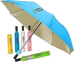 FRENYEAR Ultra Light Compact And Folding Umbrella With Wine Bottle Cover Waterproof/Mini Portable Umbrella Protection And Rain, Stylish Printed Bottle Umbrella (Multi color)