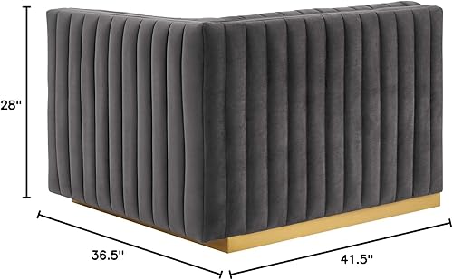 Miniatura 206 de Modway Conjure - Sofá seccional tapizado de terciopelo de alto rendimiento, con canal, silla sin brazos en negro y gris Negro-Gris,Negro