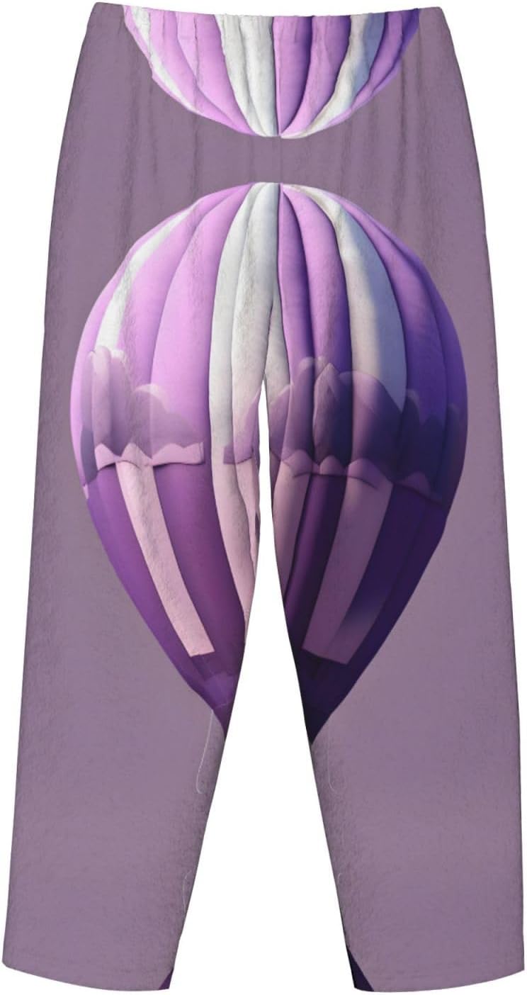 Hot Air Balloon Print Cozy Women'S Flannel Pajama Pants,Perfect For Christmas And Everyday Comfort