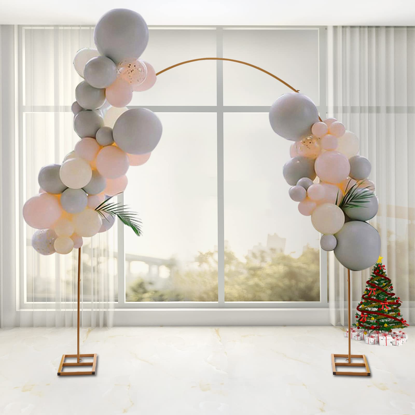 Metall Hochzeitsbogen Hintergrund Ständer, Gold 7.5ft Hochzeit Bogen Metall Rahmen, Blumenrahmen Hintergrund Hochzeitsdeko für Geburtstag Party Zeremonie Ballonbogen Dekoration