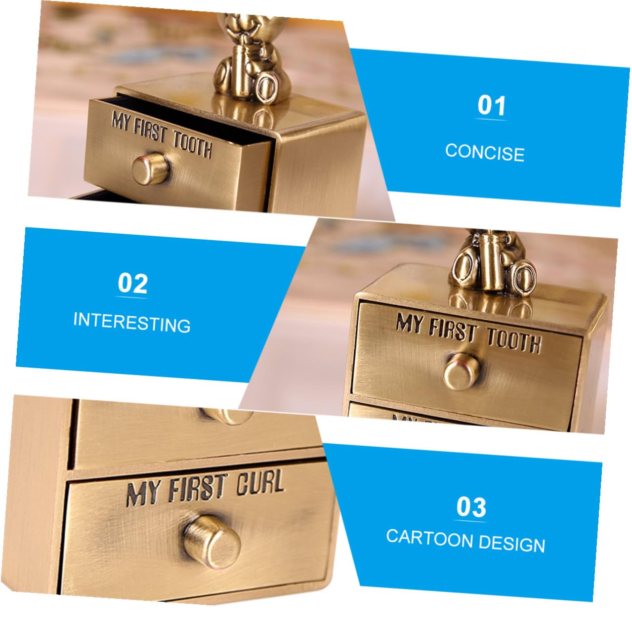 FRCOLOR Metall Zahndose Aufbewahrungsbox für Milchzähne und Haarlocken Langlebige Keepsake Box mit Geeignet für Jungen und Mädchen Sichere und Tragbare Erinnerungsbox in Antikgrün