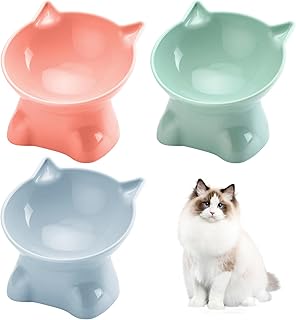 Katzennapf Erhöht Fressnapf Katze mit 15° Neigung Design,Futternapf Katze,Katzenfutternapf für Futter und Wasser,perfekt für Haustiere Katzen und Welpen(3p, Einfarbig) product image