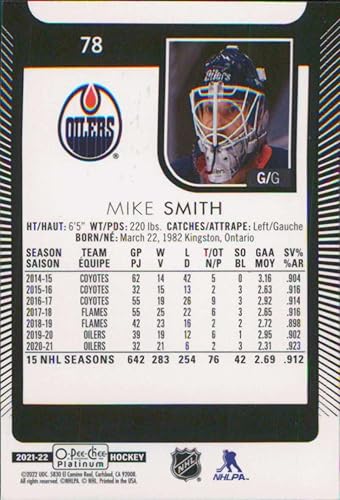 Miniatura 2 de 2021-22 O-Pee-Chee Platinum #78 Mike Smith Edmonton Oilers Hockey Card - Sportscard Superstore
