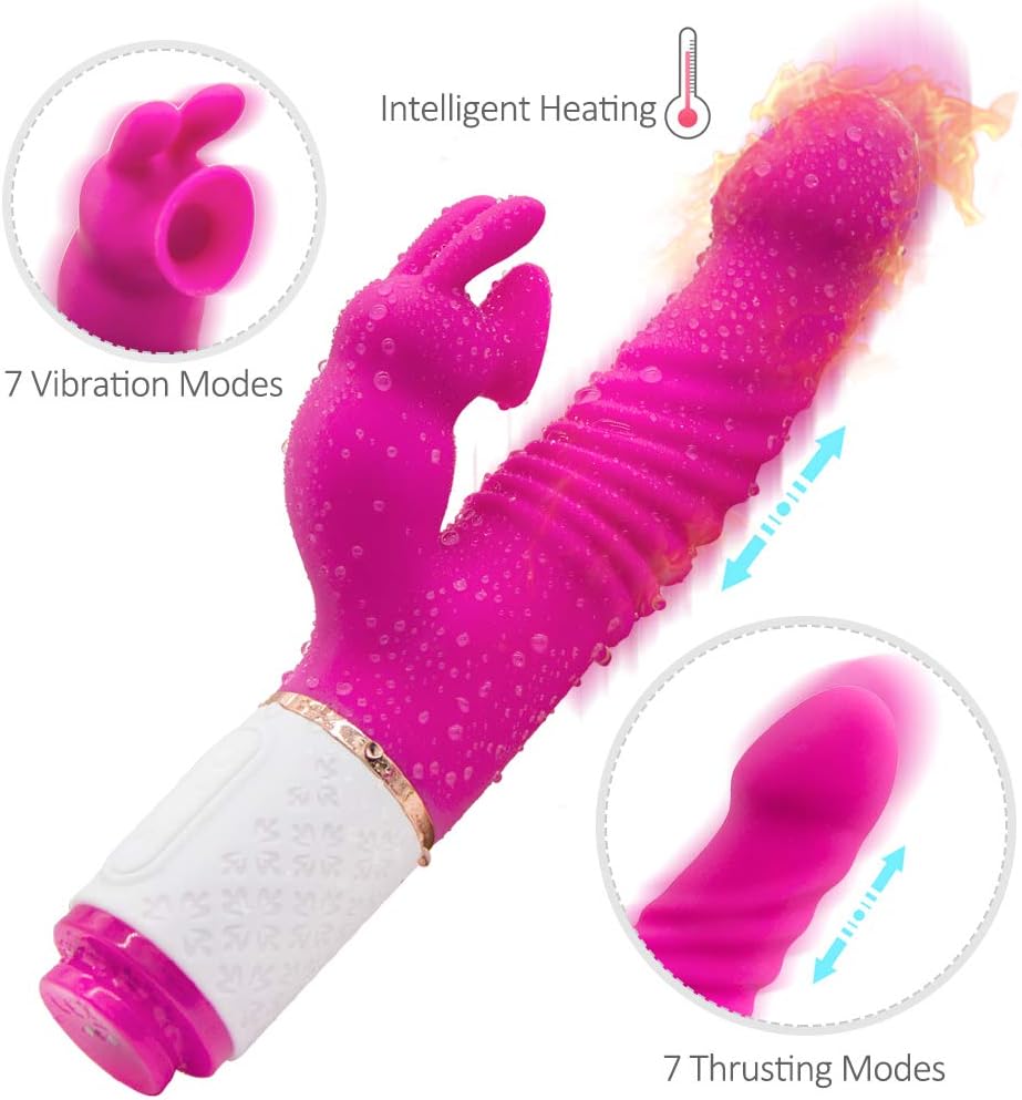 Quiet Wireless Clítoral Vǐbe for Women 7 Multi Speeds Wand Víbrateur, Thrusting & Rotating Clitorís Vǐbratoren Powerful Clitoríal Stímulator Rechargeable Waterproof Dual Motors Rose Red