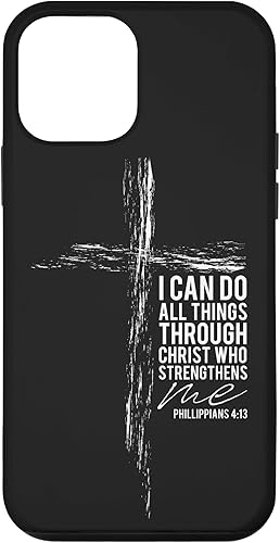 iPhone 12 mini versículo religioso cruz teléfono casos hombres papá Filipenses 413 caso
