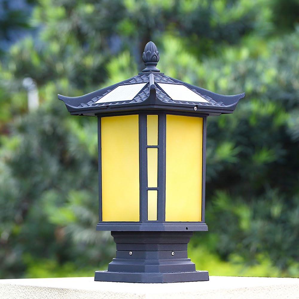 Lampe solaire zen pour piliers et murets extérieurs style japonais