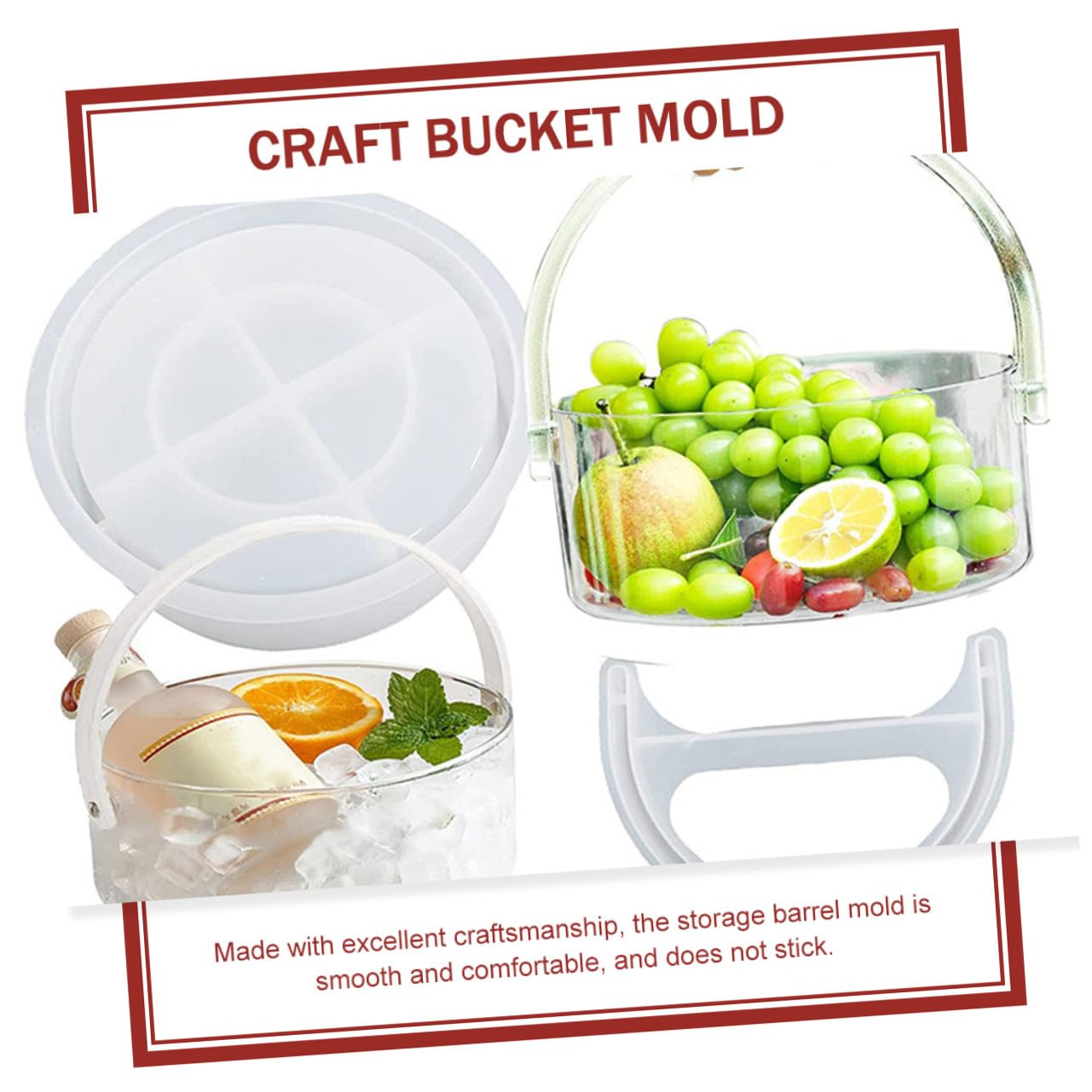 Molde de Silicona Lavable y Suave para Cubo de Almacenamiento Asa Forma Redonda Adecuado para Manualidades DIY y Resina Epoxi para Proyectos Creativos