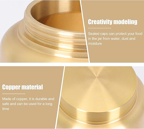 Miniatura 3 de Vaguelly Latas de té de cobre Latas de café Pequeño recipiente de almacenamiento de alimentos sellado para té, café, azúcar incienso en polvo