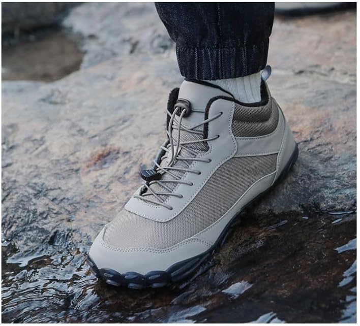 Mens Winter Snow Boots Barefoot Shoes No Slip Wide Toe Box Minimalist Waterproof Shoe Trail Running Hiking Boots Sneakers Outdoor Lace Up Warm Comfortable Mid Calf Booties Hiking Shoes