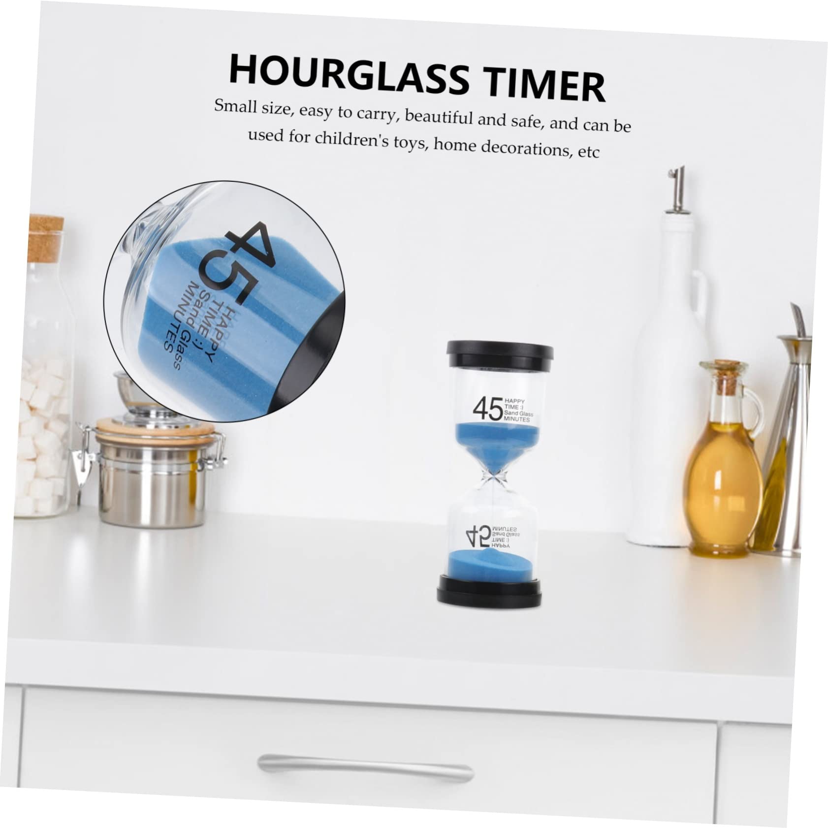 de Reloj de Arena para Decoración del Hogar de Vidrio y Plástico Temporizador de Sobremesa 3 Piezas y Juego Infantil en Interiores