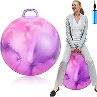 Lewtemi 29 Inch Hopper Ball for Adults with Handle - Bouncing Hop Ball Exercise with Pump, Pink Purple Cloud