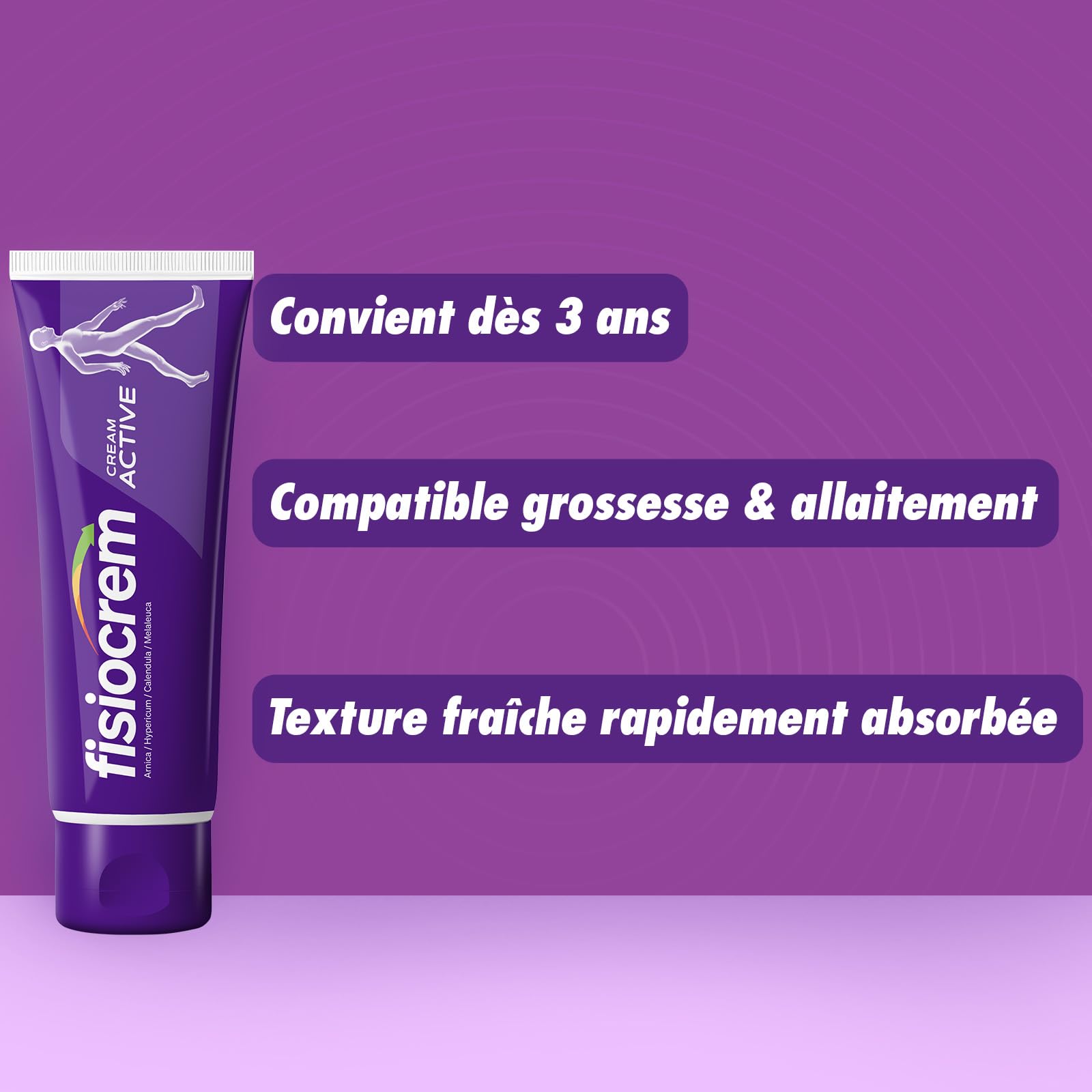 Fisiocrem Cream Active - Crème Apaisante Zones de Tension - 93% Ingrédients Naturels - Formats 200 ml