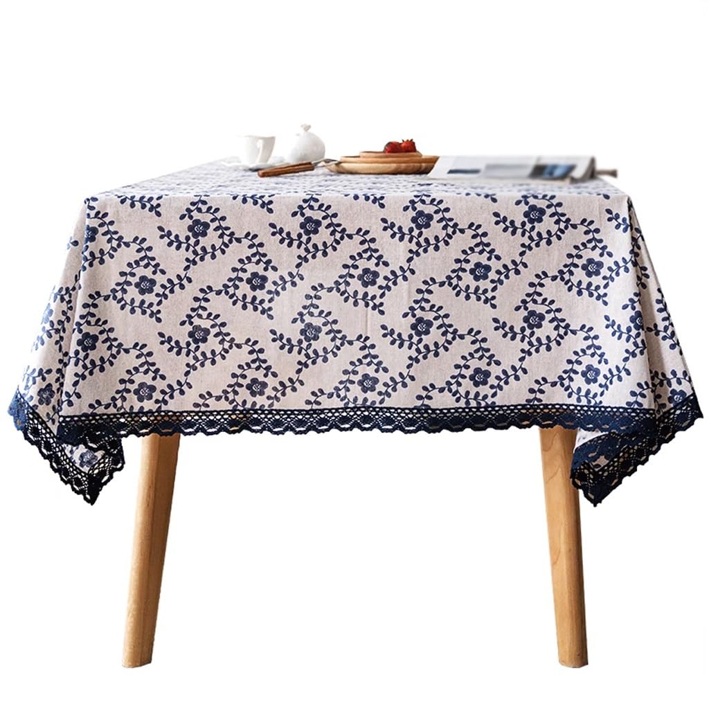 Miękki obrus francuski retro bawełniany lniany obrus obrus pokrowiec domowy ręcznik koronkowy długi obrus stolik nocny okrągły obrus tkanina obrus na stół (kolor: A, rozmiar: 140 x 200 cm)