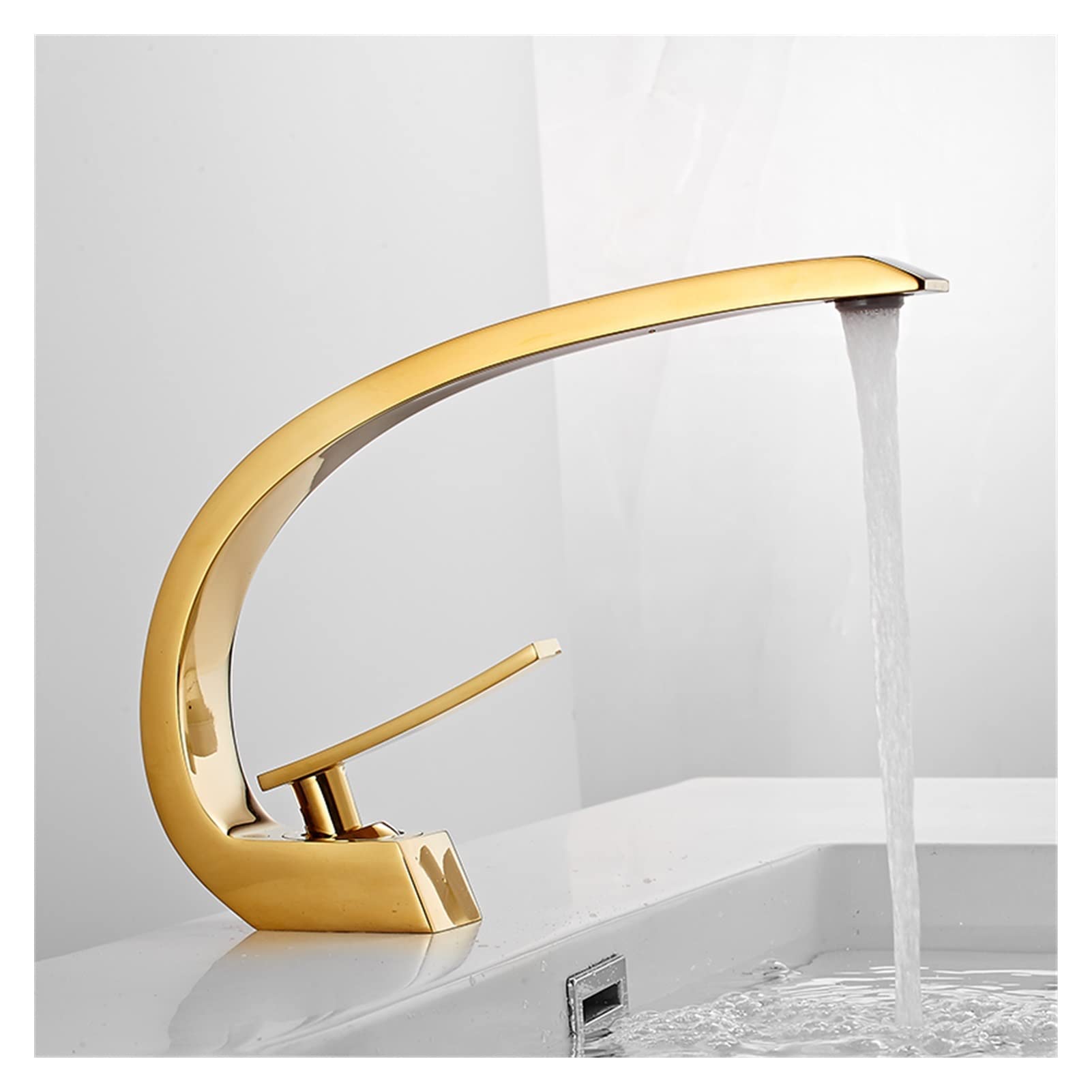 Mooilko Gold Basin Faucet Bathroom Mixer Tap Rose Wash Faucet Nickel Lavotory Faucet Brass Hot And Cold Waterfall Faucet Easy To Install(Gold)