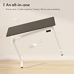 SANODESK Bureau électrique avec prise de courant de bureau 55"x 28" Bureau en entier de bureau en hauteur réglable Stand Up Desk avec gestion de câble Sit Stand Accueil Bureau Cadre blanc/Black Top