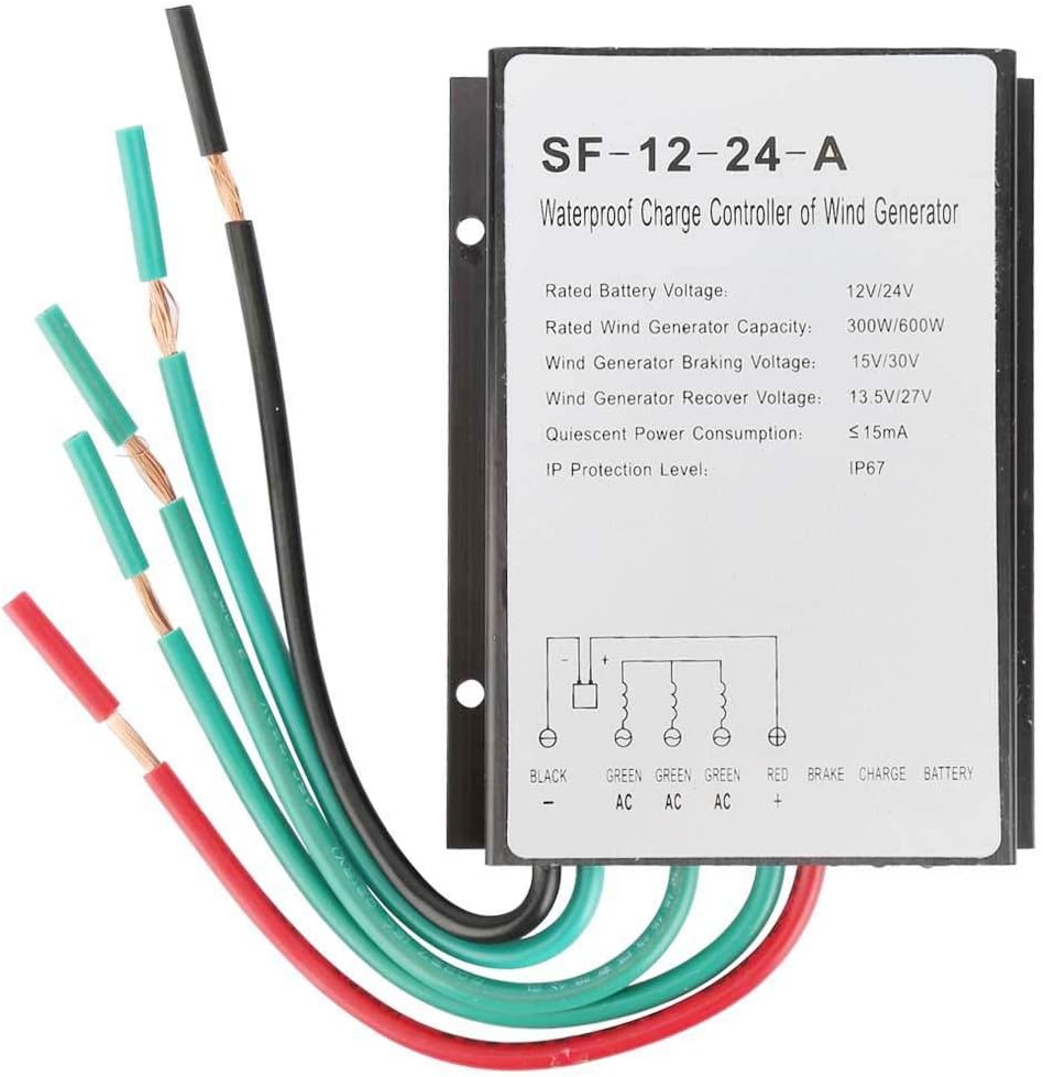 SF-12-24-A Wind Turbine Controller, 12V/24V 300W/600W Waterproof Wind Turbine Generator Controller Regulator