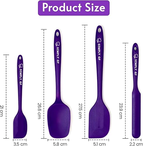 Miniatura 6 de Juego de 4 espátulas de silicona sin gluten, resistentes al calor, antiadherentes, de grado alimenticio, juego de espátulas de goma para hornear y