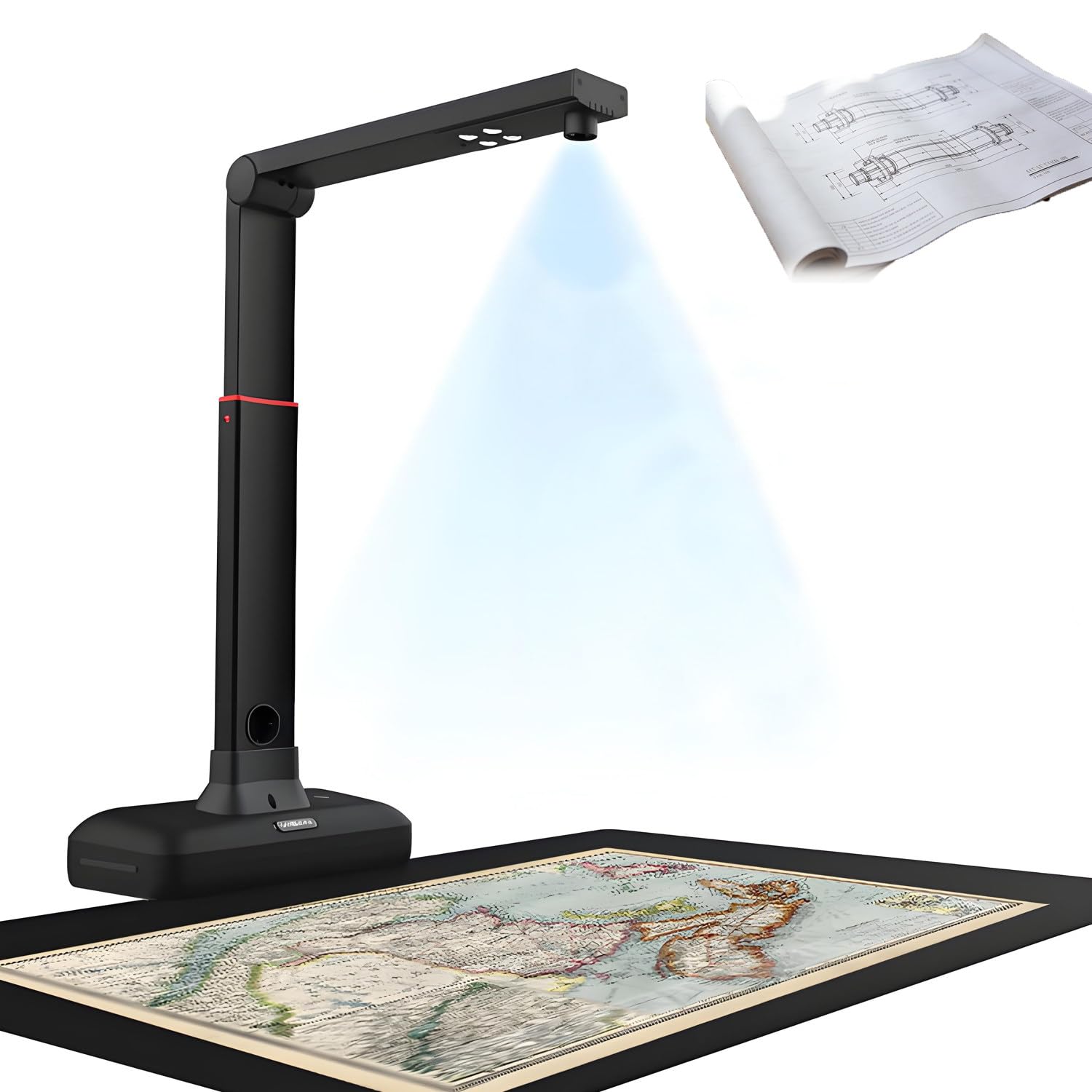 Kommerzieller Bürodokumentenscanner,23-Mp-Großformatkamera-Scanner,A2 Overhead-Scanner,mit Led-Fülllicht & Hochauflösender Kamera,Intelligenter Erkennung,für Bücher & Dokumente