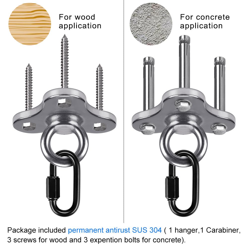 Dolibest Staffa di fissaggio a soffitto con moschettone, per yoga, altalena, supporto a sospensione con fascia di resistenza, ancoraggio da parete per sistemi di allenamento della forza corporea, 500