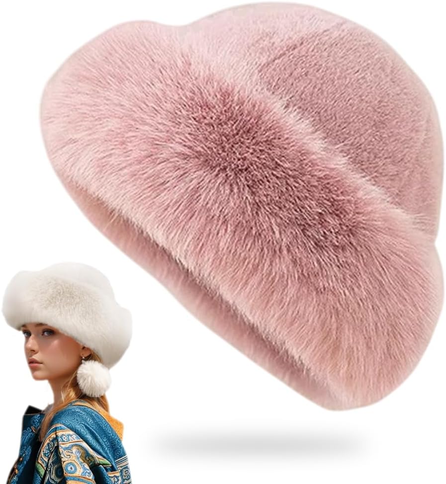 Warm Faux Fur Bucket Hat for Women, Plush Mink Fisherman Cap, Thick Fluffy Winter Hat for Girls, Stylish and Cozy Winter Acce