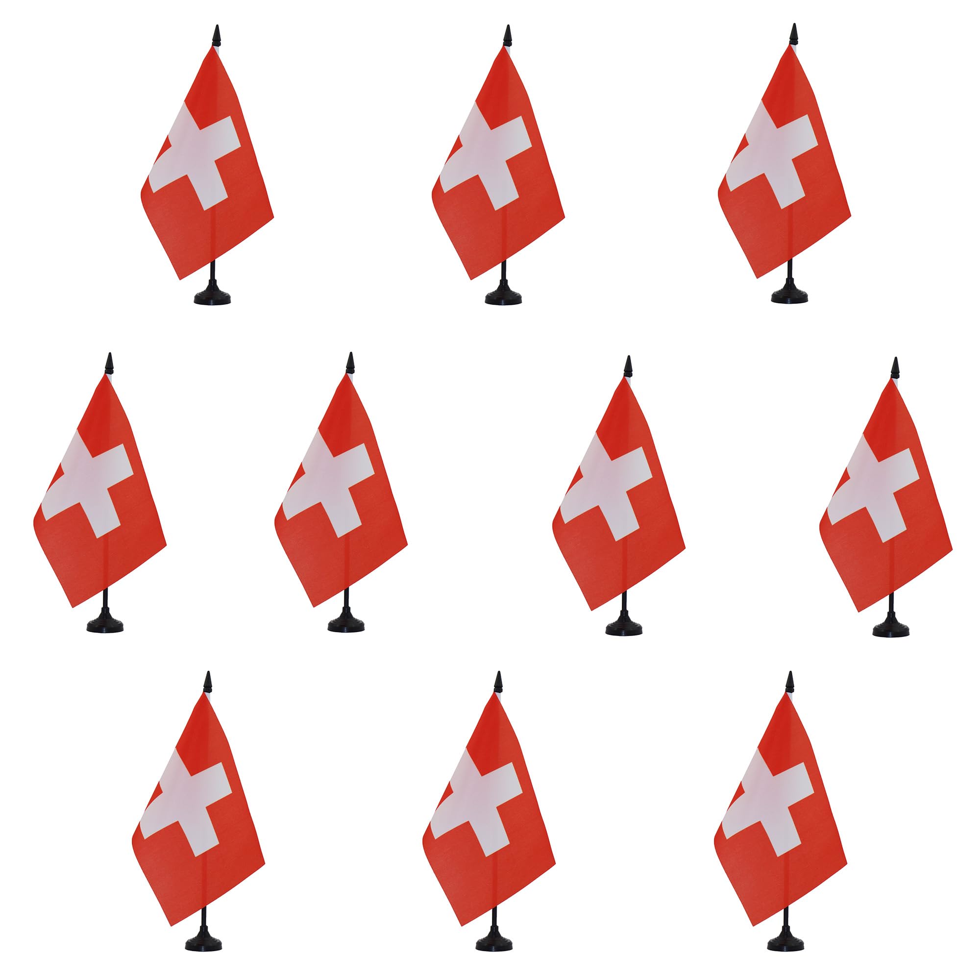 AZ FLAG Pack of 10 Switzerland Table Flags 6x8 in Plastic Base