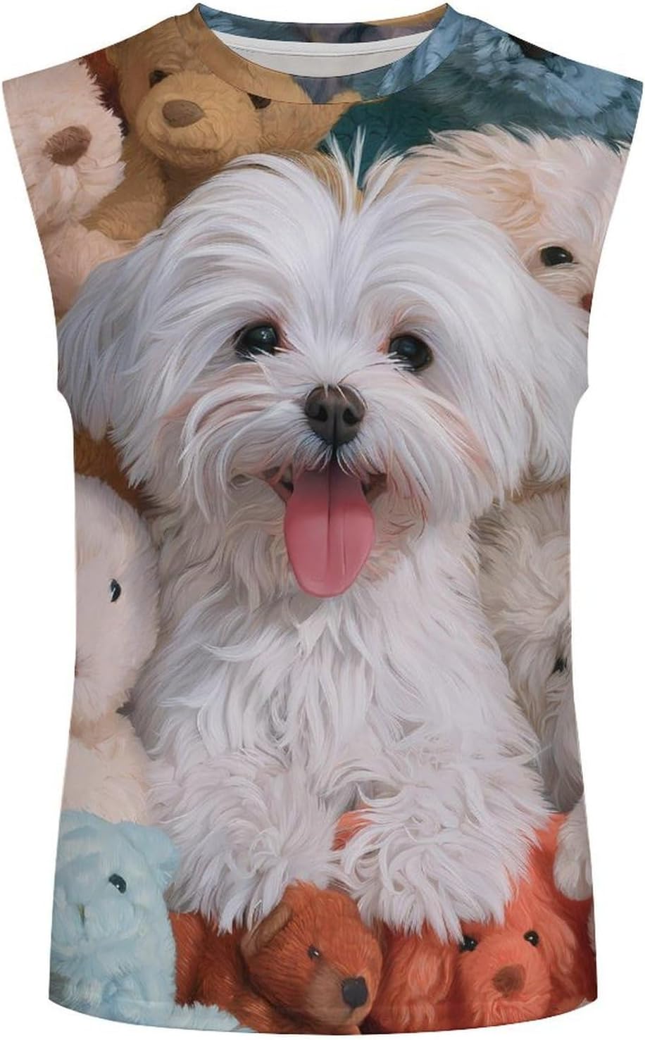 Maltese Puppy Happy Men's Sleeveless Shirt Small