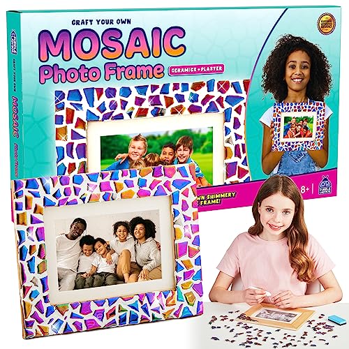 PURPLE LADYBUG Decorate Your Own Photo Frame Mosaic Kit - Arts and Crafts for Kids Age 10 - Mosaic Kits for Children Age 6 7 8 9+, Art and Crafts for Girls Ages 7-12, & Great 9 Year Old Girl Gifts