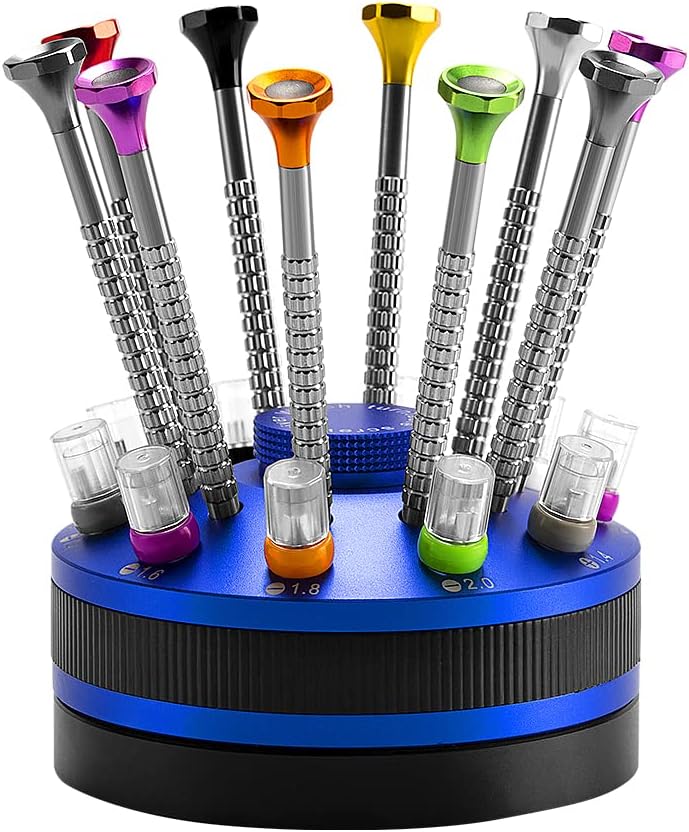Singcci 10 pcs Precision Slotted And Phillips Watch Screwdriver Set Different Sizes With 20 Extra Replace Blades Watchmakers Screwdriver Set for Watch,Jewelry,Eyeglass