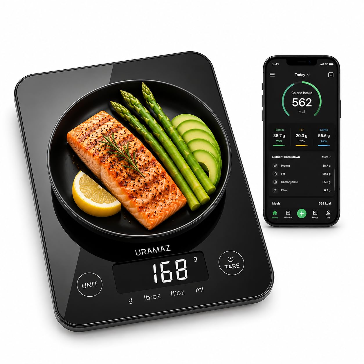 URAMAZ Smart Digital Weight Loss Food Scale, Kitchen Scale, Gram and Us with Nutrition Calculator, Food Scale for Diet, Keto, Macro, Calories, Cooking, Meal Prep-image-15