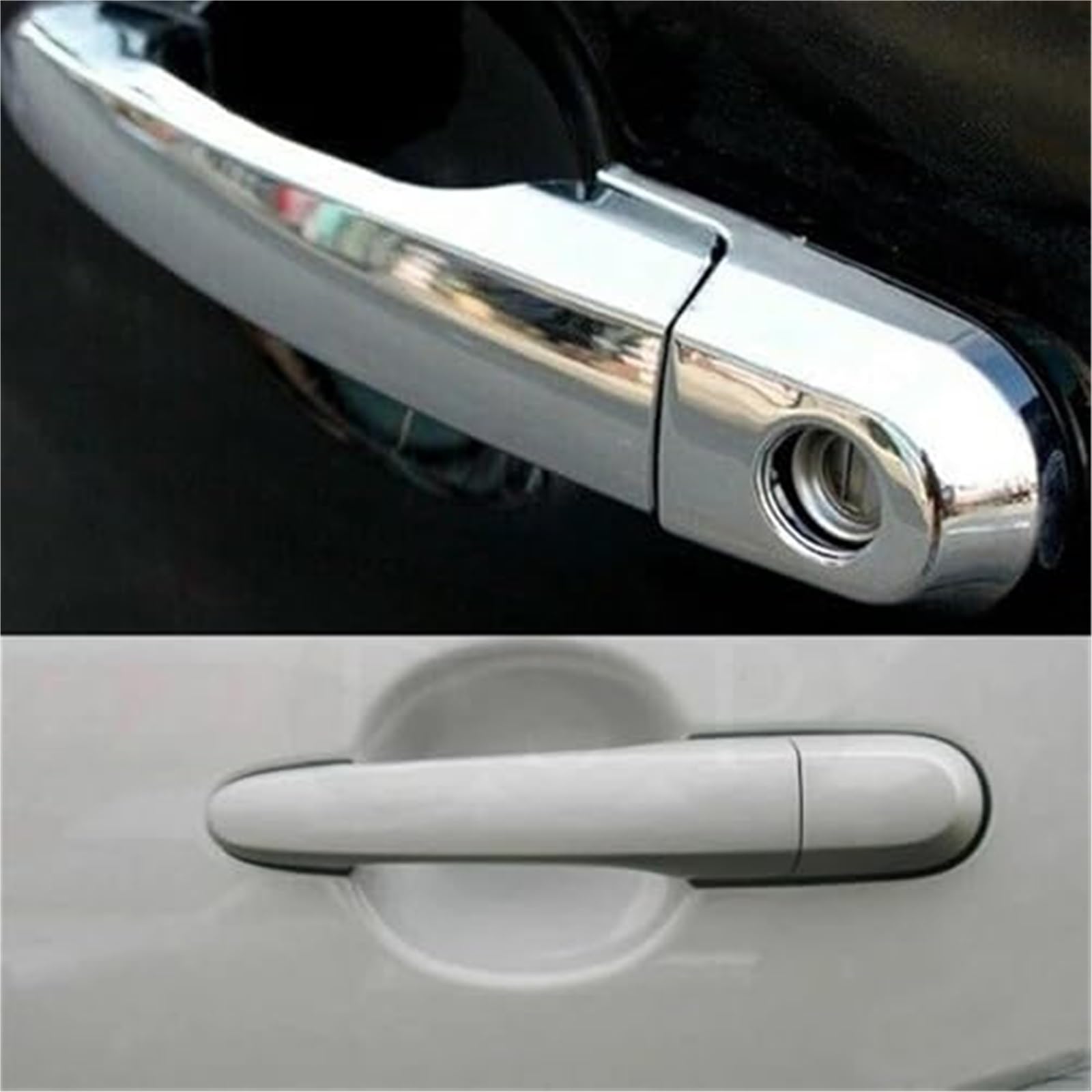 Dla Hyundai, Tucson 2004-2010 zewnętrzne klamki do drzwi samochodowych osłony zatrzaskowe naklejki nakładki ochrona Auto Styling Osłona klamki zewnętrznej(Silver Handle Bowl)