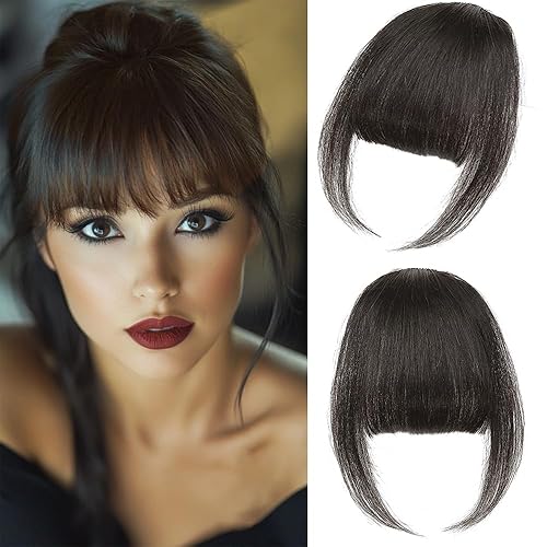 Clip in Bangs, 100% Real Human Hair Wispy Fake Bangs