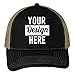 INK STITCH C112 Custom Design Your Own Stitching Logo Texts Trucker Snapback Caps (Black/Tan)