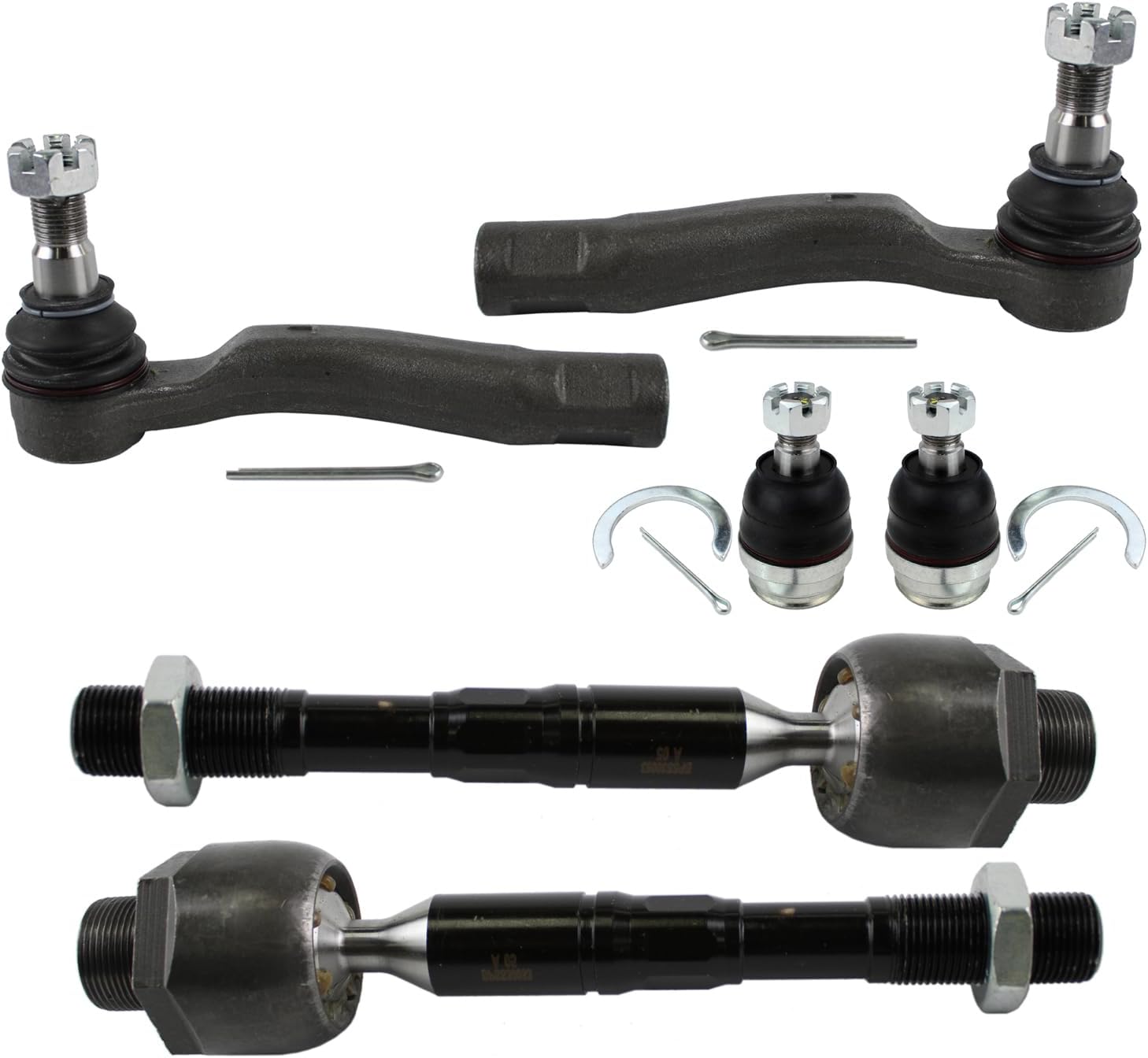 6pc Front Inner & Outer Forged Steel Steering Tie Rod Ends & Lower Suspension Ball Joints Kit For Lexus LX470, Toyota Land Cruiser