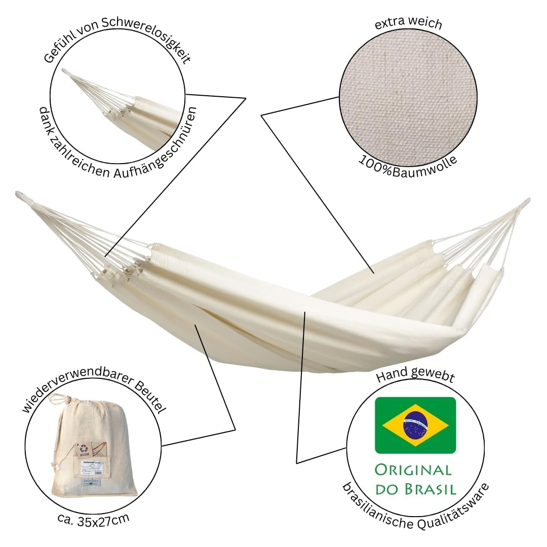 Amazonas Hammock AZ-1018140 Barbados Amaca, Natura, Natura, capacità di carico 200 kg, bianco 230x150