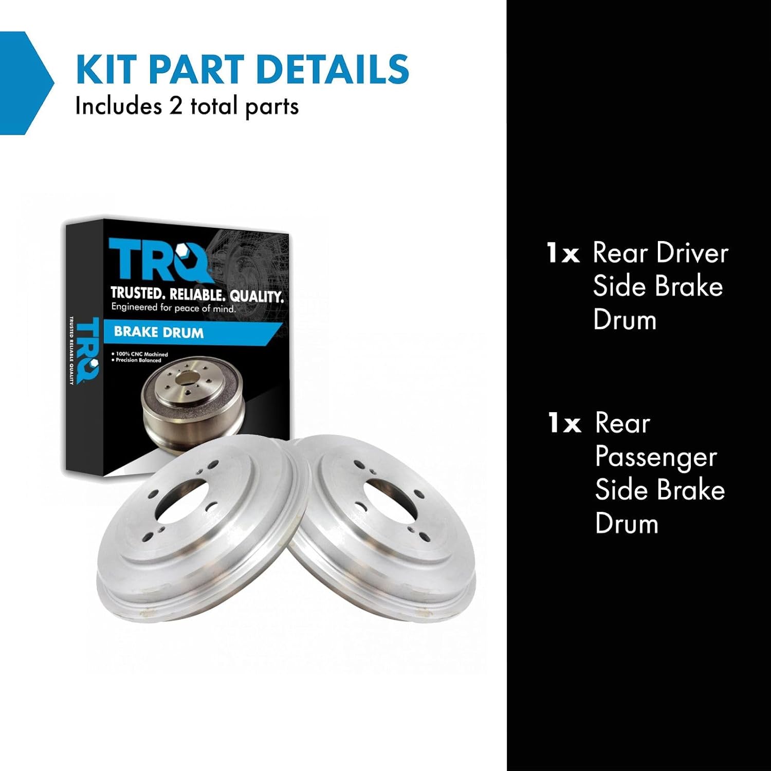 TRQRear Brake Drum LH RH Kit Pair Set of 2 for Honda Fit