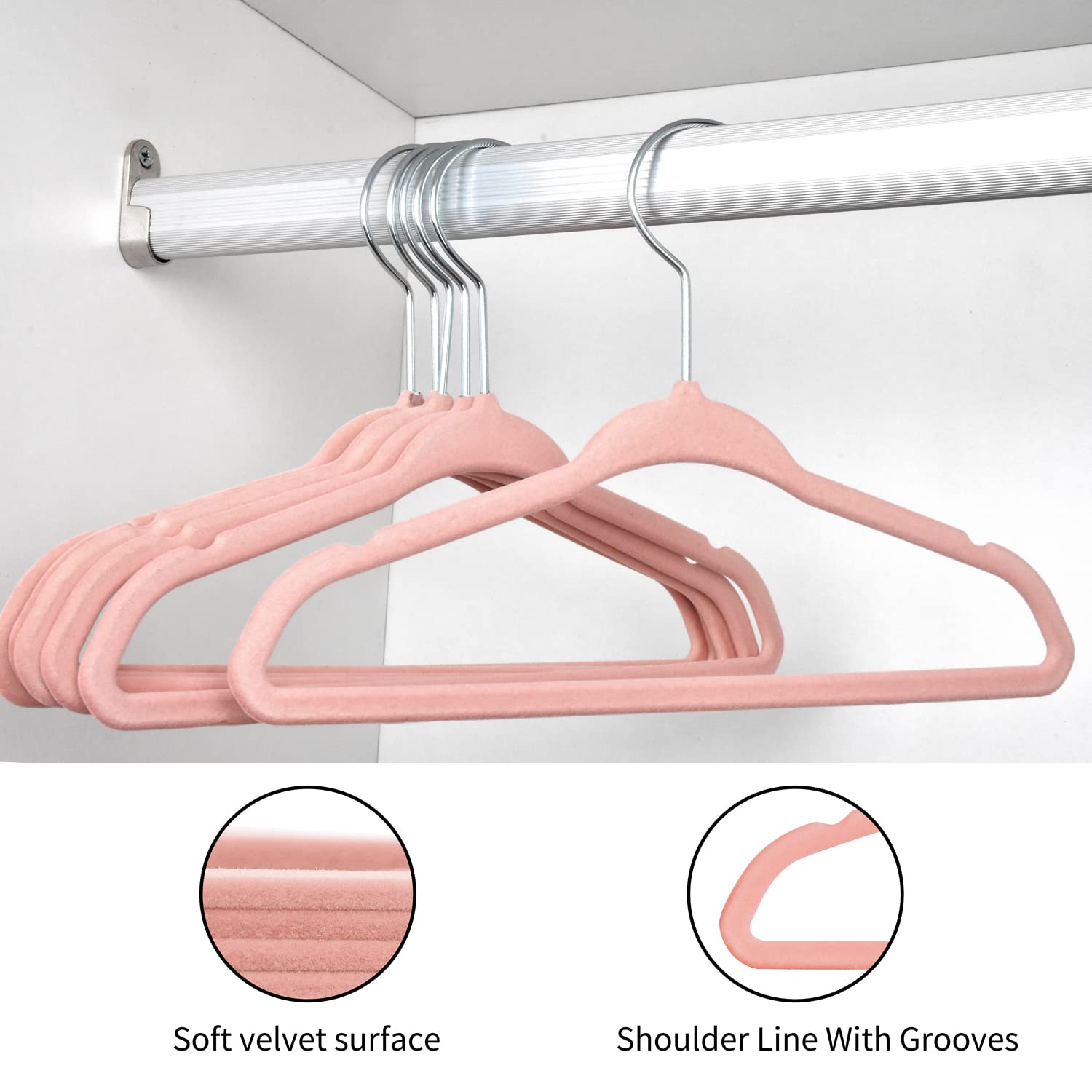 MangoKit antislip babyfluwelen hangers, kledinghangers voor baby's en peuters, ultraslanke ruimtebesparende kinderhanger, 360 graden draaibare haak, stevige babykledinghanger 15-pack (28 cm, wit