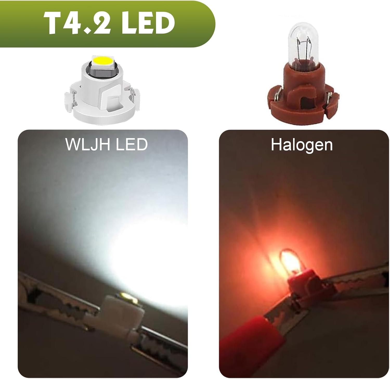 10 PCS Car T4.2 Instrument Desk Lamp, 0.39" x 0.27" LED Dashboard Bulb, 12V 3030 Chip IP65 Waterproof Super Bright, Universal for Switch AC HVAC and Other Interior Lights Replacement (White)