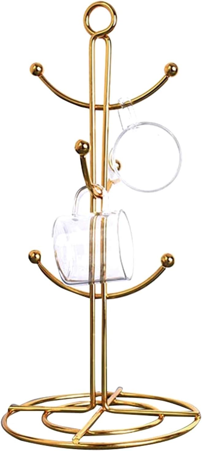 Geynutaly Countertop Mug Tree, 6 Hook Coffee Cup Dryer
