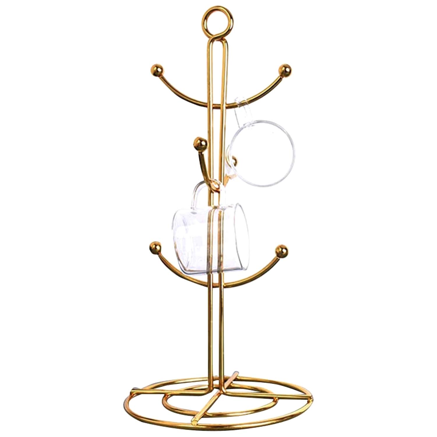 LINGJIONG Albero di tazza per bancone, in legno, con 6 ganci, organizer per tazze, caffè, bar per appendere tazze da caffè, tazze da tè, tazze in vetro