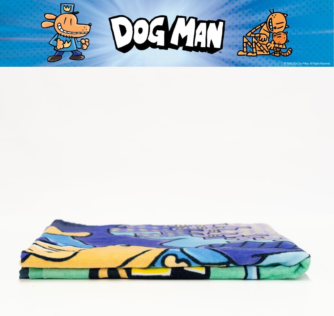 Dog Man Supa Cop & Petey Book Kids Super Soft Cotton Bath/Pool/Beach Towel, 58 in x 28 in, (Offically Licensed Product) By Franco