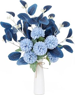 Blue Chrysanthemum Silk Flowers Decoration Faux