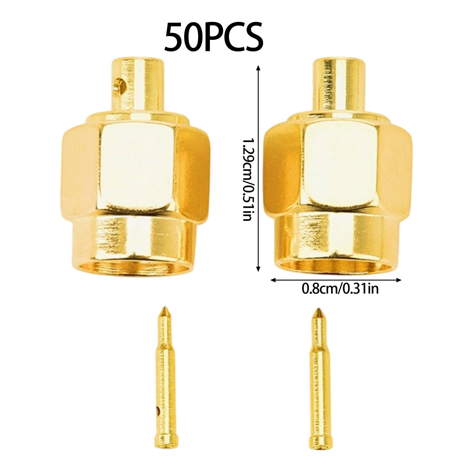 50 conectores de soldadura de cobre macho, terminación de 50 ohmios para cable coaxial semirrígido RG402/RG141